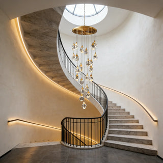 24 Lights Big Crystal Chandelier 79'' Long Chandelier for Staircase