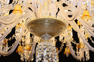 24 Lights Clear & Amber Baccarat Crystal Lighting Chandelier