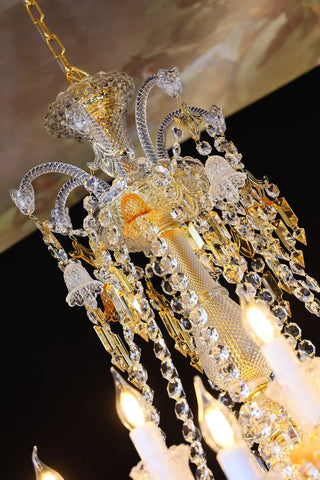 24 Lights Clear & Amber Baccarat Crystal Lighting Chandelier