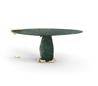 Diamond Marble & Brass Round Dining Table