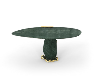 Diamond Marble & Brass Round Dining Table