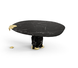 Diamond Marble & Brass Round Dining Table
