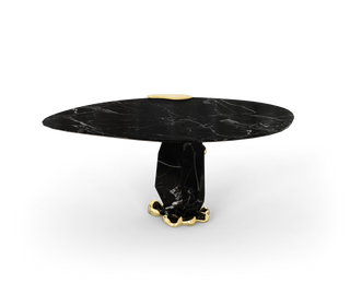Diamond Marble & Brass Round Dining Table
