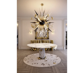 Diamond Marble & Brass Round Dining Table