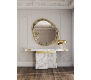 Empire Consoles Hammered Gilded Brass Entryways Cabinet Table