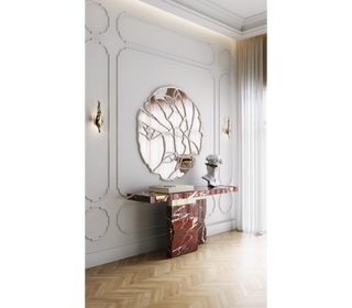 Empire Consoles Hammered Gilded Brass Entryways Cabinet Table