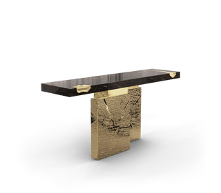 Empire Consoles Hammered Gilded Brass Entryways Cabinet Table