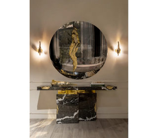 Empire Consoles Hammered Gilded Brass Entryways Cabinet Table
