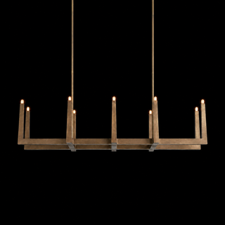 Modern Textured Cast Brass Linear Chandelier
