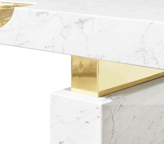 Empire Cracked Brass Inlay Marble Luxury Desk
