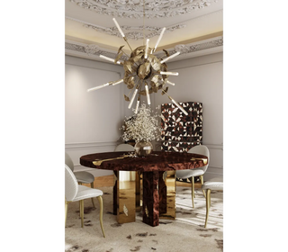 Empire Round Luxury Brass Inlay Dining Table