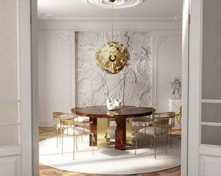 Empire Round Luxury Brass Inlay Dining Table