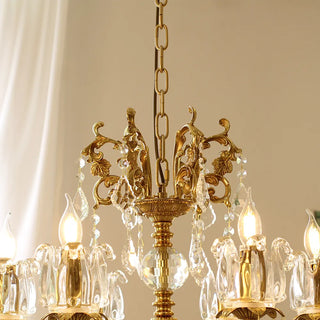 25X26 Inch 6 Lights Candle Style Traditional Chandelier Small Antique Brass and Crystal Chandelier