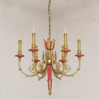 26X23 Inch 6 Lights Rococo Style Antique Copper Chandelier Small Pink Bedroom Chandelier