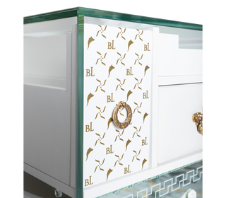 Luxury Black Sideboard Cabinet with Geometric Design & Hidden Storage