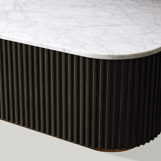 Finley Coffee Table: Minimalist Fluted Stone Top Sofa Center Coffee Table