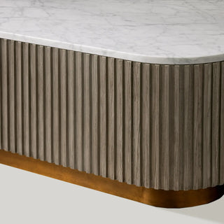 Finley Coffee Table: Minimalist Fluted Stone Top Sofa Center Coffee Table