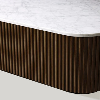 Finley Coffee Table: Minimalist Fluted Stone Top Sofa Center Coffee Table