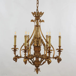 26X30 Inch 6 Lights Small Baroque Style Antique Copper Chandelier