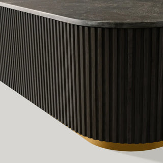 Finley Coffee Table: Minimalist Fluted Stone Top Sofa Center Coffee Table