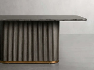 Finley Dining Table: Modern Minimalist Stone Top Column Base Dining Table