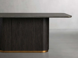 Finley Dining Table: Modern Minimalist Stone Top Column Base Dining Table