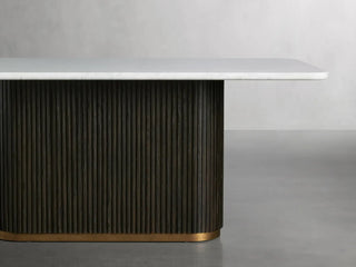 Finley Dining Table: Modern Minimalist Stone Top Column Base Dining Table