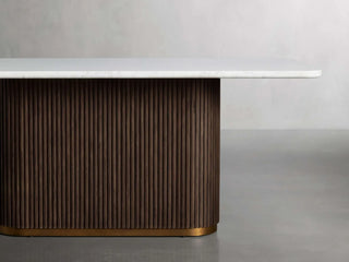 Finley Dining Table: Modern Minimalist Stone Top Column Base Dining Table