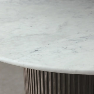 Finley Round Storage Coffee Table: Minimalist Fluted Base Storage Coffee Table