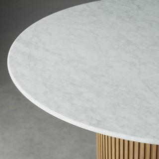 Finley Round Storage Coffee Table: Minimalist Fluted Base Storage Coffee Table