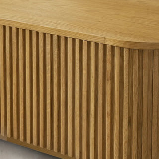 Finley Wood Coffee Table: Minimalist Fluted Rectangular Wood Coffee Table