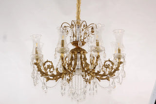 28X31 Inch 6 Lights Small Classical Candle Style Brass and Crystal Chandelier Lighting