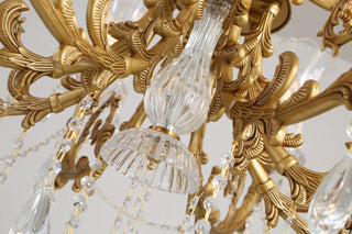 28X31 Inch 6 Lights Small Classical Candle Style Brass and Crystal Chandelier Lighting
