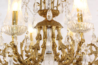 28X31 Inch 6 Lights Small Classical Candle Style Brass and Crystal Chandelier Lighting