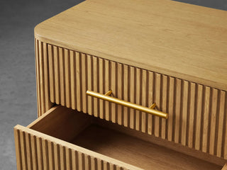 Finley Wood Nightstand: Minimalist Fluted 3-Drawer Wood Bedroom Bedside Table