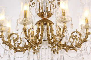 28X31 Inch 6 Lights Small Classical Candle Style Brass and Crystal Chandelier Lighting