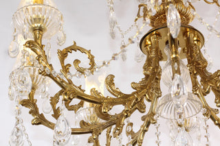 28X31 Inch 6 Lights Small Classical Candle Style Brass and Crystal Chandelier Lighting