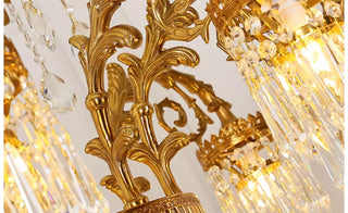 29.5 Inch Wide French Empire Style Brass Crystal Chandelier Gold Living Room Chandelier
