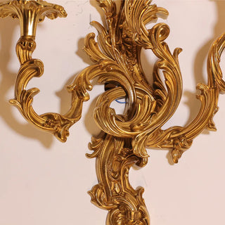3 Lights French Retro Brass Wall Lamp Indoor Decorative Copper Wall Sconce