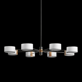French-Inspired Black & White Fabric Round Chandelier