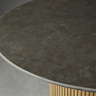 Finnley Round Marble-Top Dining Table – Artisan Iron Base Modern Design