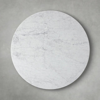 Finnley Round Marble-Top Dining Table – Artisan Iron Base Modern Design