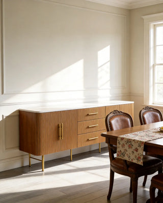 Finnley Sideboard Carrara Marble & Bluestone Top Buffet Cabinet With Drawer