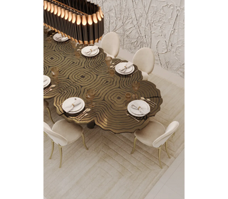 Fortuna Sculptural Brass Dining Table – Seats 8, 10, 12 or 14