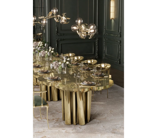 Fortuna Sculptural Brass Dining Table – Seats 8, 10, 12 or 14