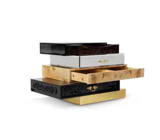 Frank Surreal Multi-Veneer Layered Luxury Nightstand