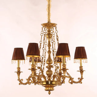 30X30 Inch 6 Lights Baroque Style Antique Copper Chandelier