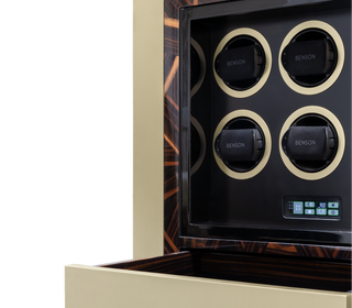 Luxury Baron Safe with Electric Opening System, Gold-Plated Brass & Walnut Root Interior