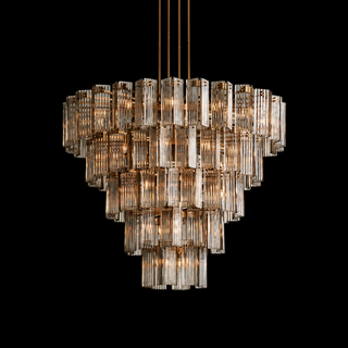 Old Hollywood Tiered Reeded Glass Round Chandelier