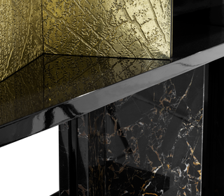 Luxury Double-Sided Bookcase with LED Lighting, Marble Shelves & Display Storage